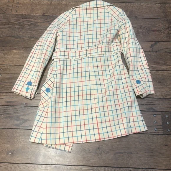 Marc Jacobs Guinevere Windowplane Plaid Wool Trench Coat